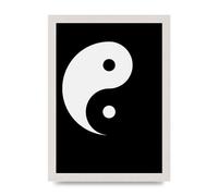 Lithobee - Yin Yang Minimalist - Printed Wall Art Design in Sizes A2, A3 & A4 Framed in a Stylish Quality Coloured Frame or Unframed (A4 White Saw Cut Grain Frame)