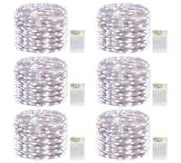 LitHome 6 Pack Cool White Fairy Lights Battery Operated, 20 FT 60 LED Twinkle Lights Battery Operated 2 Modes, Waterproof Led Fairy String Light for Indoor Outdoor Christmas Wedding Bedroom Decor