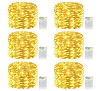 LitHome 6 Pack Warm White Fairy Lights Battery Operated, 20 FT 60 LED Twinkle Lights Battery Operated 2 Modes, Waterproof Led Fairy String Light for Indoor Outdoor Christmas Wedding Bedroom Decor