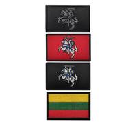 Lithuania Flag Embroidered Patch with Knight Emblem, Hook Backing, 8 x 5 cm, 4 Pack