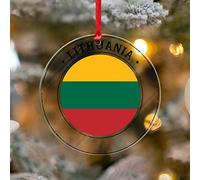 Lithuania Flag Lithuania Seal Acrylic Ornaments, Patriotic Country Flag Hanging Ornaments for Christmas Tree Decoration, Lithuania Christmas Ornament Keepsake Souvenir Gift