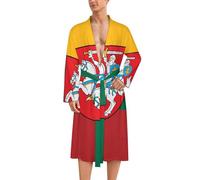 Lithuania Flag Lithuanian Emblem Classic Bathrobe Loungewear Dressing Gown Womens Men Spa Hotel Sleep L