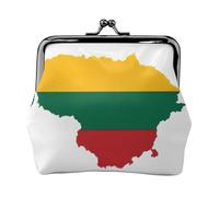 Lithuania Flag Map small makeup bag for purse,kiss lock bank card storage bag retro compact multifunctional change bag, Black, One Size, Art Deco