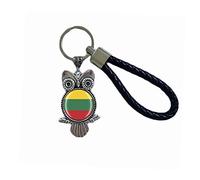 Lithuania Flag Owl-Shaped Glass Crystal Keychain Keyring Souvenir Decoration Men Women Pendant Accessories Gift