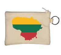 Lithuania Map Flag Key Chain Coin Purse Beige