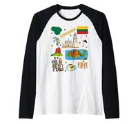 Lithuania Map Souvenir, Baltic Culture & Travel Apparel Raglan Baseball Tee