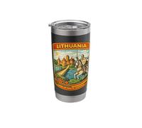 Lithuania Retro Comic Vintage Baltic Pop Art Stainless Steel Insulated Tumbler