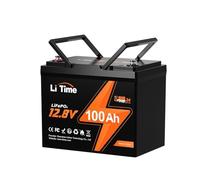 LiTime 12V 100Ah LiFePO4 Lithium Battery, Max. 15000 Deep Cycles, BCI Group 24 with 100A BMS, Leisure Battery 12V for Caravans, RV, Tourer, Trailer, Off Grid(2 Packs)