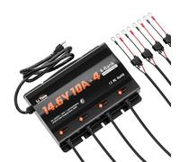 LiTime 4-Bank 10A (10A/Bank) Smart Battery Charger, 14.6V LiFePO4 Battery Charger AC-DC Charger with Fuse, LED Indicator for RV, Boat, Motorcycle, Lawn Mower, Trolling Motor and Lead Acid Battery