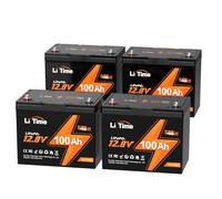 LiTime 4PCS 12V 100Ah Lithium Leisure RV LiFePO4 Battery,BCI Group 24, Built-in 100A BMS, 4000+ Deep Cycles, 1.28kWh -Higher Energy Density, Perfect for RVs, Solar, Trolling Motor, Motorhome and Boats