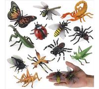 Litinliv 12Pcs Large Realistic Insect Toys Figures, Plastic Bugs Figurines Set, Realistic Insects Toy for Kid, Ladybug, Bee, Butterfly, Assorted Insect Bugs Figures Toy, Insect Themed Party Favors