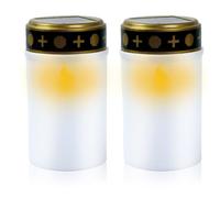 Litinliv 2pcs Solar LED Grave Lights, Flameless Memorial Candle with Light Sensor, Waterproof, Outdoor Use