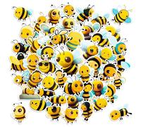 Litinliv 50-Pack Kawaii Bumble Bee Stickers, Waterproof Vinyl, Cute/Nature, Bee Theme, For Laptops, Skateboards, Cars & More