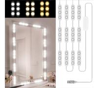 Litinliv 5M LED Vanity Mirror Light Kit, 60 Dimmable LEDs, 3 Colors Hollywood Style Dressing Table Strip, for Bathroom Makeup Vanity