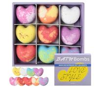 Litinliv 9PCS Love Heart Bath Bombs Set, Natural SPA Aromatherapy Shower Fizzers, Beauty Gift for Women, Girls, Girlfriend, Mother's Day Birthday Christmas (B)