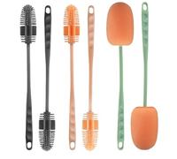 Litinliv Bottle Cleaning, 6pcs Bottle Brush, Silicone Bottle Brush,Silicone Bottle Cleaning Brush with Long Handle, Sponge Brush, Bottle Washer for Cups Kettles Thermos Bottles (3 Colors)