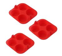 Litinliv Deep and Large Muffin Trays, 3 PCS Food Grade Silicone Baking Moulds, 4 Cavity Reusable Yorkshire Pudding Tray, Non-Stick Cupcake Tins for Mince Pie, Cookies, Dishwasher Safe (Red)