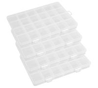 Litinliv Pack of 4 24 Grid Transparent Sorting Boxes for Small Items, Craft Storage Boxes with Compartments, Plastic Organiser Box, Earring Organizer Box, Bead Storage Box, for Small Accessories