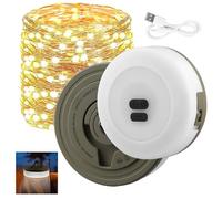 Litinliv Retractable Camping String Lights 10M, Rechargeable Portable Outdoor Light, Outdoor Waterproof Portable Stowable String Light, LED Tent String Light Tent Camping Fairy Lights, Warm Light