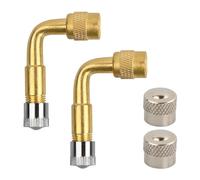 Litinliv Tyre Valve Extension, 2Pcs Valve Extension 90 Degree, Valve Extenders Valve Stem Adapter with 2 Metal Caps, Brass Air Tire Stem Extension for Car Motorcycle Bike Truck RV's Scooter