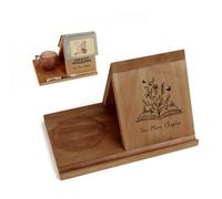 LITIVY Wooden Triangle Bookmark with Drink Holder (Brown)