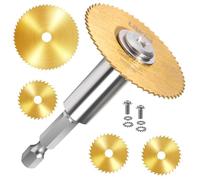 LitKiwi 1/4-Inch Hex Shank with 4PCS Rotary Drill Saw Blades(Titanium Coating),HSS Saw Disc Wheel Cutting Blades for Drills Rotary Tools