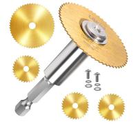 LitKiwi 1/4-Inch Hex Shank with 4PCS Rotary Drill Saw Blades(Titanium Coating),HSS Saw Disc Wheel Cutting Blades for Drills Rotary Tools
