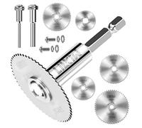 LitKiwi 8PCS Rotary Drill Saw Blades(with 1PCS 1/4" Hex Shank,1PCS 1/8" Round Shank,1PCS 1/4" Round Shank),HSS Saw Disc Wheel Cutting Blades for Drills Rotary Tools