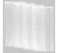 LITLANDSTAR 4 Pack String Door Curtains, 100 x 200cm String Curtain Panel Glitter String Doorways Divider Door Screens for Living Room Bedroom Party Decorations, White