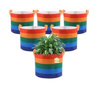 LITLANDSTAR 6 Pack 7 Gallon Grow Bags, Heavy Duty Thickened Colorful Nonwoven Plant Fabric Pots with Handles, Five-color Tone Garden Plant Bags for Fruits Vegetables Flowers Herb