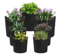 LITLANDSTAR 7 Pack Black Grow Bags, Thickened Nonwoven Plant Fabric Pots with 4 Sizes - 5/7/10/15 Gallon Aeration Planting Bags for Potato Tomato Carrot Strawberry