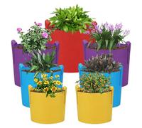 LITLANDSTAR 7 Pack Multicolor Grow Bags, Thickened Nonwoven Plant Fabric Pots with 4 Colors and 4 Sizes - 5/7/10/15 Gallon Aeration Planting Bags for Potato Tomato Carrot Strawberry