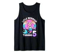 Litle Mermaid Turning 5 Girl Fifth Birthday Party Tank Top