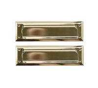 Litlheim Solid Steel Gold Color with Spring Flap | Mail Slot Fits to Most Doors | Outer Size 10 Inches by 3 inches | Set with Front and Rear Piece and Screws