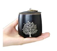 LitLife Small Cremation Urns - Tree of Life Black Ceramic Keepsake Memorial Box for Human Ashes & Pet Remains