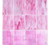 LITMIND 12 Sheets Pink Stained Glass Variety Pack - 6 x 4 Inch Opaque & Textured Transparent Glass for Mosaics, Suncatchers & DIY Crafts