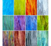 LITMIND 12 Sheets Smooth Translucent Texture Stained Glass Variety Pack - 6x4 Inch Assorted Cathedral Art Glass for Crafts & Stunning Mosaic Projects with Mist Pattern