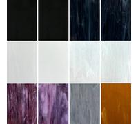 LITMIND 12 Sheets Stained Glass Variety Pack, 4 x 6 Inch Mosaic Tiles for Crafts, Cathedral Art Glass for Making Projects, Assorted Colors and Patterns (Opaque)