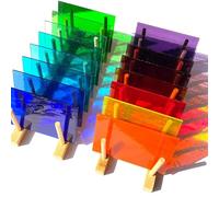 LITMIND 16 Sheets Transparent Stained Glass, 4 x 6 Inch Mosaic Tiles for Crafts, Assorted Colors Cathedral Art Glass for Making Projects