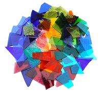 LITMIND 2.2LB Transparent Stained Glass Sheets - Irregular Mosaic Tiles & Broken Pieces for Crafts, Projects, Assorted Colors & Shapes