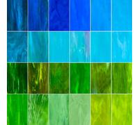 LITMIND 24 Sheets Blue & Green Stained Glass Variety Pack - 4 x 6 Inch Cathedral Art for Mosaic Crafts and Supplies, Assorted Colors for Stunning Projects