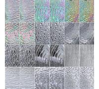 LITMIND 24 Sheets Clear Texture Stained Glass Variety Pack, 6 x 4 Inch Cathedral Art, Mosaic Tiles for Crafts, Assorted Patterns Transparent Sheets for Projects