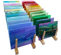 LITMIND 24 Sheets Iridescent Stained Glass Variety Pack - 6 x 4 Inch Cathedral Art Glass for Mosaic Crafts & Supplies, Assorted Colors for Stunning Projects
