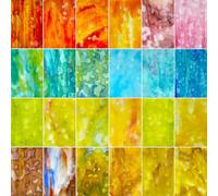 LITMIND 24 Sheets Premium Mottled Opal Stained Glass Sheets - 6 x 4 Inch Vibrant Translucent Assorted Colors Art Glass for DIY Crafts, Mosaic & Stained Glass Projects