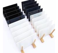 LITMIND 24 Sheets Stained Glass Variety Pack - Black & White Series 6 x 4 Inch Smooth Art Glass for Mosaic Crafts, DIY Art Projects & Supplies