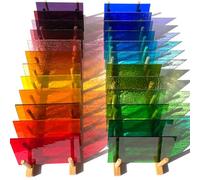 LITMIND 24 Sheets Transparent Cathedral Stained Glass Variety Pack - 4 x 6 Inch Vibrant Rainbow Art Glass for Suncatchers, Mosaics & DIY Crafts