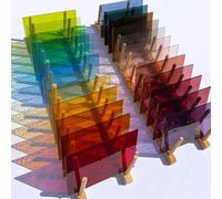 LITMIND 24 Sheets Transparent Stained Glass Variety Pack - Soft Rainbow Mix 6 x 4 Inch Smooth Art Glass for Suncatchers, Mosaics & DIY Crafts