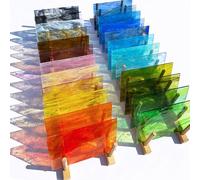 LITMIND 24 Sheets Transparent Streaky Stained Glass Sheets - Mystic Rainbow Mix, 6 x 4 Inch Smooth Art Glass for Mosaics, Suncatchers & DIY Crafts