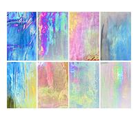 LITMIND 8 Pcs Stained Glass Sheets Variety Pack, 4 x 6 inch Iridescent Glass Sheets for Beginners, Mosaic Tiles for Crafts, Art Glass Pack (Opaque/Iridescent)
