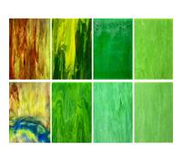 LITMIND 8 Sheets Green Stained Glass Sheets Variety Pack, 4 x 6 inch Glass Mosaic Tiles for Art Crafts, Assorted Colors Cathedral Art Glass Sheets for Stained Glass Making Projects (Shades of Green)